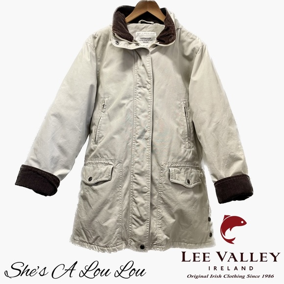 LeeValley Cotton Canvas Outrigger Coat Jacket w/Removable Hood in Oat/beige Sz L